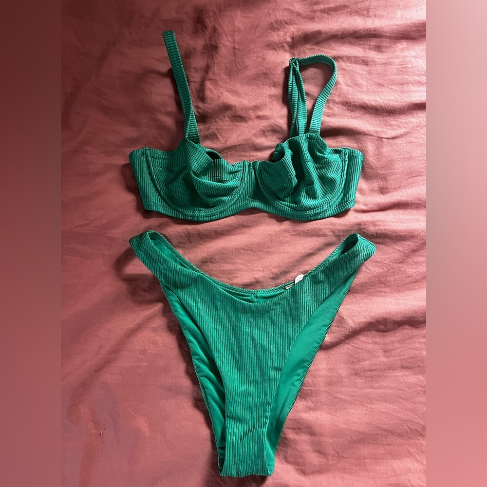 Aerie ribbed green bikini